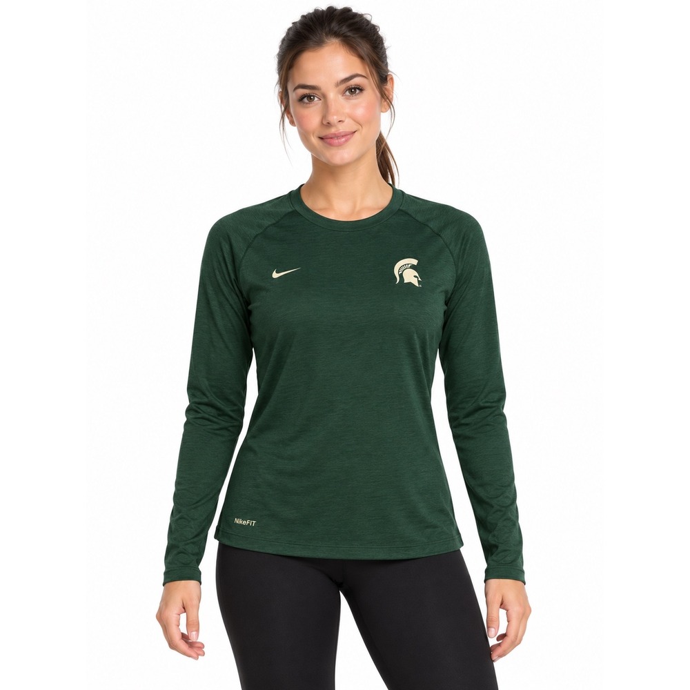 Nike Michigan State Spartans NikeFIT Long Sleeve Womens S Green NCAA NWOT